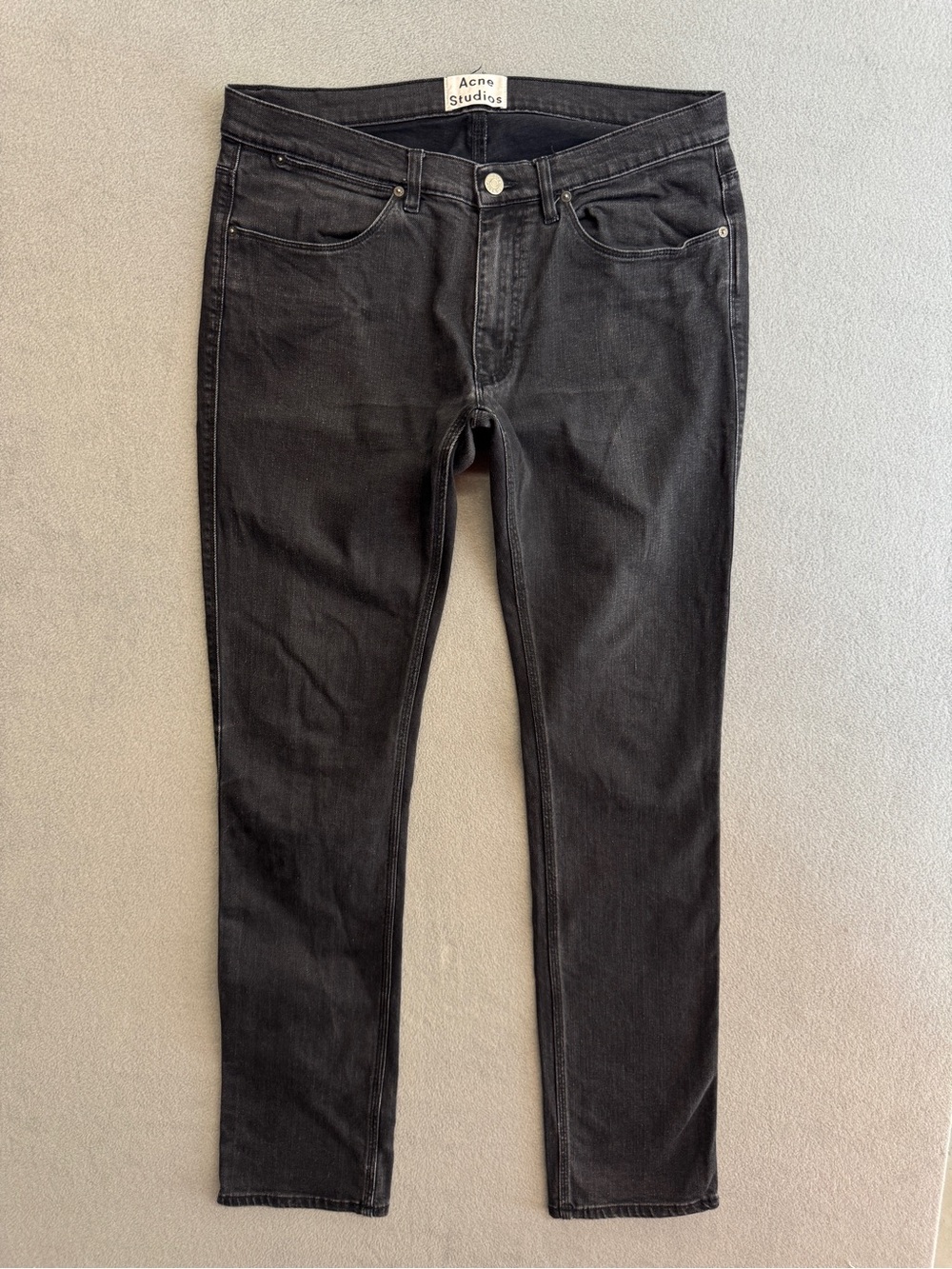 Acne Studios Jeans 34x34 Men's Max Skinny Slim Fit Black Stretch Denim Pants